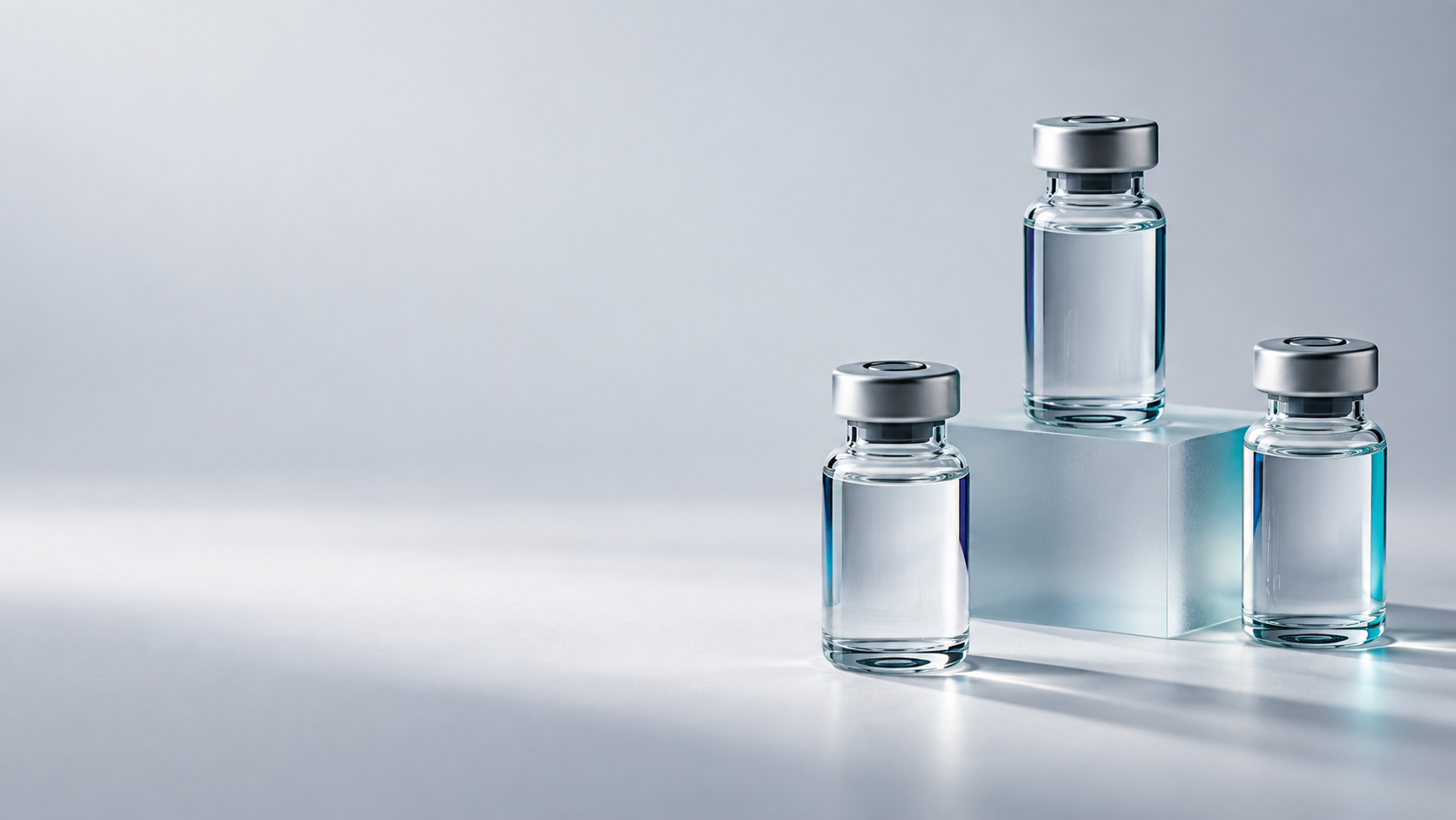 Unbranded sealed scientific vials in a conceptual studio arrangement